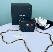 Chanel Vanity Case Black Lambskin Playing Cards Heart Spade Motifs [Duties Paid]