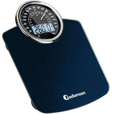 Hybrid Analog and Digital Bathroom Weighing Scale 400lb Capacity Blue Tempered