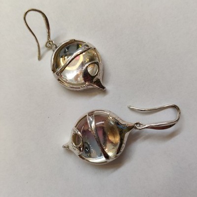 Sterling Silver 925 Jelly Belly Crystal Fish Earrings RLM Robert Lee Morris