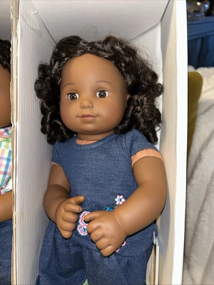 Rare American Girl Bitty Baby Twins  dark skin, black, curly hair Boy & Girl - Image 3 of 4