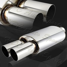 3 Dual Flat Tip Dtm 3 Inlet Stainless Steel Weld-on Exhaust Muffler Universal 3 Dual Flat Tip Dtm 3 Inlet Stainless Steel Weld-on Exhaust Muffler Universal