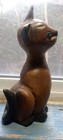 Vintage Wooden Cat Figurine Hand Carved Painted Black Brown Blue Eyes 6.5 in. H — photo 7