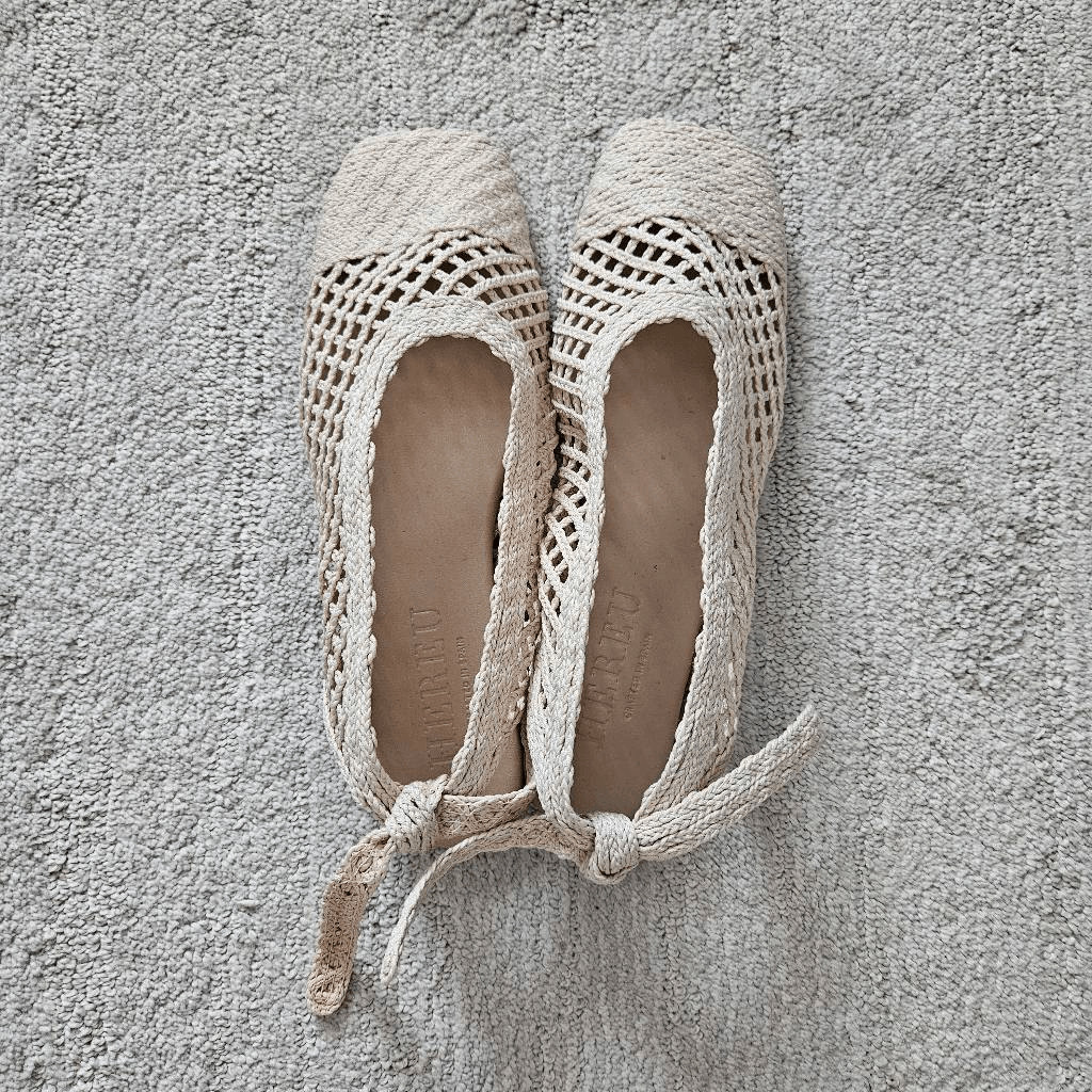 Hereu Loisa Woven Leather Slingback Sandal Size 38 in Cream