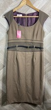 NEXT Petite Brown Fitted Pencil Dress With Belt Work Smart Size 10 New