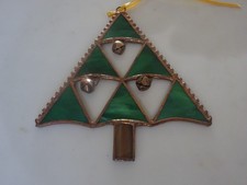 Stained Glass Suncatcher Ornaments Christmas Tree w 3 Jingle Bells
