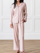 Cozy Earth Women's Bamboo Stretch Knit Long Sleeve Pajama Set, Blush Pink Sz XXL