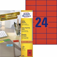 Avery Zweckform - Etikett Zweckform 3448 70X37Mm Rot 2400 StüCk