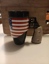 Pukomc American Flag Revolver Coffee Mug Men's Gifts