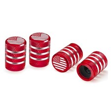 American Flag Tire Valve Stem Caps 4 Pack   Aluminum Valve Covers with Red
