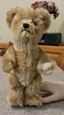 Small Tan Jointed Teddy Bear Squeaky Stuffed Animal 9" Tall