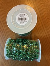 2 St. Patricks Day Green Mini Shamrock Bead Garland Spool 30ft Each