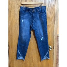 1822 Denim Indigo Blue Jeans unique hem sz 14 stretch