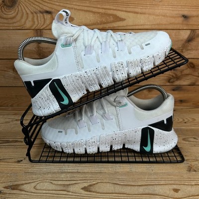 Nike Turnschuhe Damen Größe UK 3 Free Metcon 5 weiß smaragdgrüner Bund Crossfit Schuhe