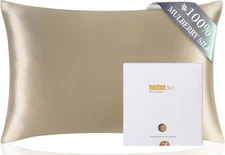 100% Pure Mulberry Silk Pillowcase for Hair and Skin Health, Soft and Smooth, Bo