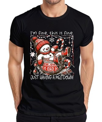 I'm fine this is fine meltdown Schneemann lustig Herren T-Shirt