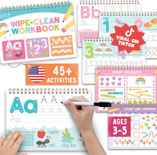 ABC Tracing Books for Kids Ages 3-5, Dry Erase Writing Practice for Kids Age 3-5