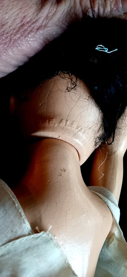 MUÑECA COMPOSICIÓN MADAME ALEXANDER 14" VINTAGE AÑOS 20 30 Negro Mohair Ojos Azules Foto 4 de 4