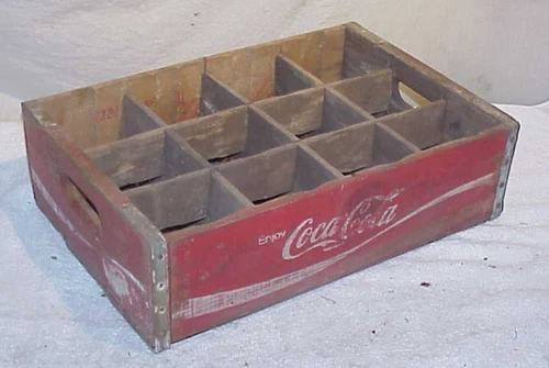 Vintage Coca-Cola Wooden Crate Red Wood 12 Bottle Partitioned 1970’s