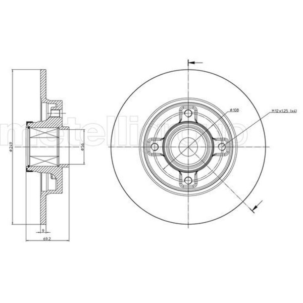 Metelli 2X Bremsscheibe Hinten Ø249 Mm FüR Opel Crossland X 75 1.2 1.6 Turbo D-image