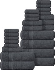 24 Pack Cotton Towel Set, Contains 6 Bath Towels 27x54 inch, 6 Hand Towels 16x24