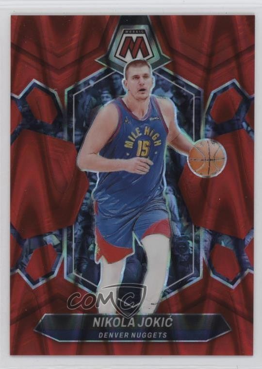2023-24 Panini Mosaic Red Seismic Prizm 12/299 Nikola Jokic #47 ix8