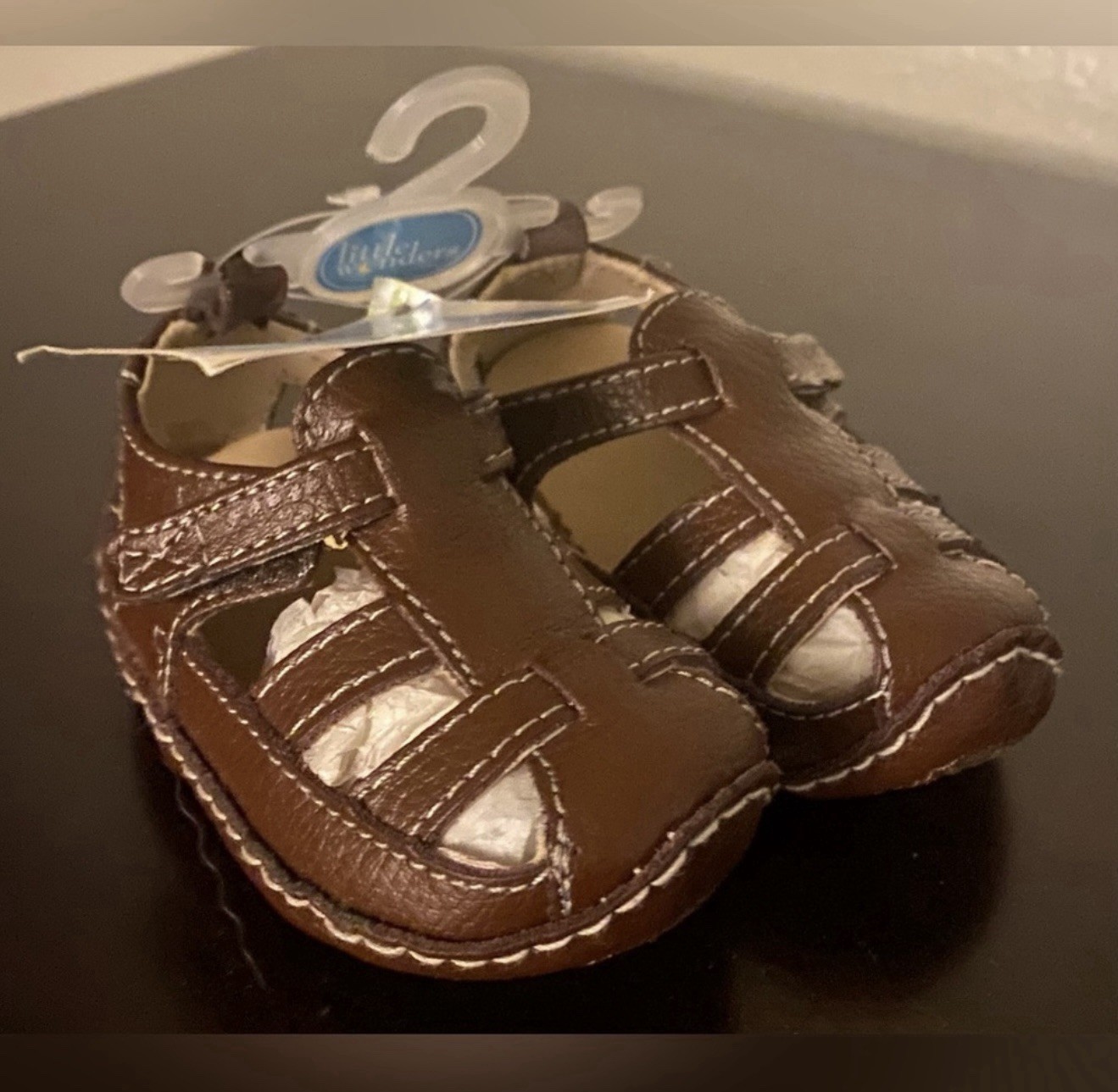 NWT Little Wonders Brown Leather Baby Sandals | Size 2 | 3-6 months