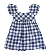 Janie and Jack Girls Navy Gingham Puff Sleeve Dress Size 8 Navy Blue White Cute