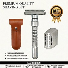 Adjustable Safety Razor Double Edge Mild Aggressive 1-6 Zinc Alloy 5 Blades