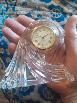 Lenox Lead Crystal Waterscape Clock Needs Battery Very Nice Preowned Condition