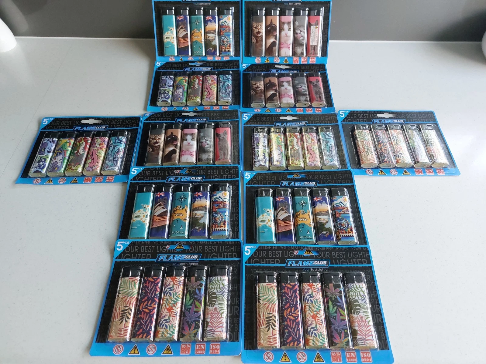 Wholesale  refillable electronic lighters  4 patterns x5, 60 lighters per box - Picture 1 of 9