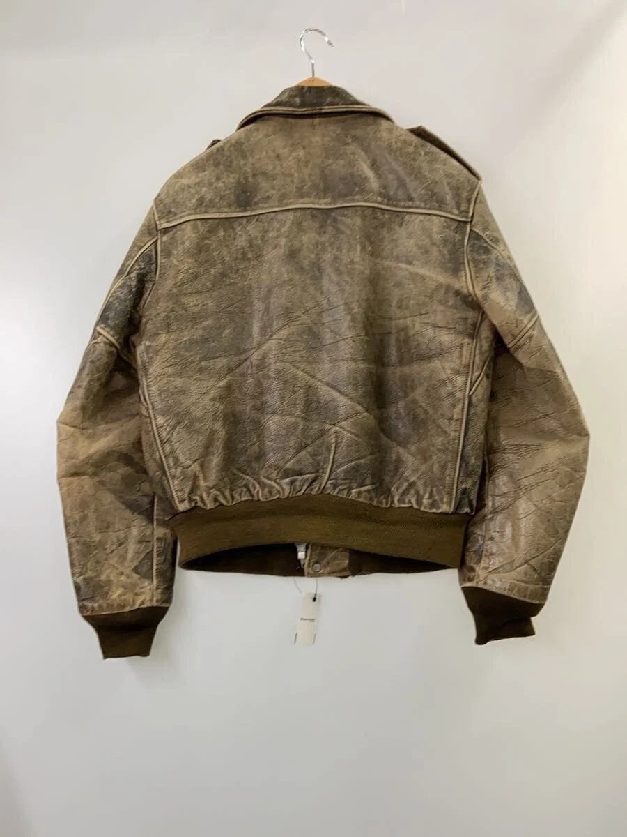 Chaqueta Schott 42 cuero marrón liso 1885-D