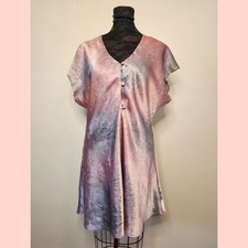 Vintage Victoria's Secret Satin Nightgown Dress Watercolor Pink Nighty Medium M