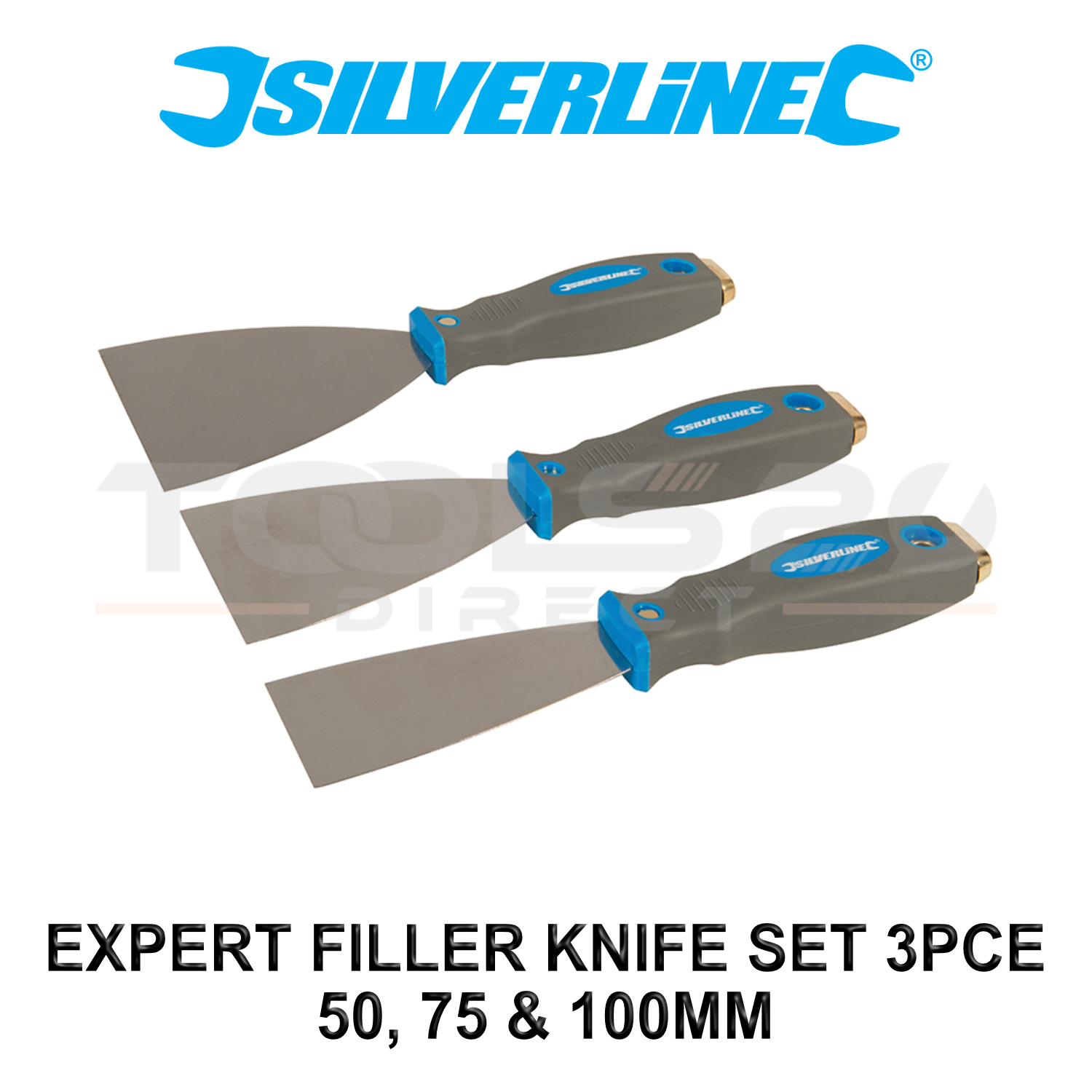 Silverline Expert 3pc Filler Scraper Set 50mm 75mm 100mm Soft Grip 661661