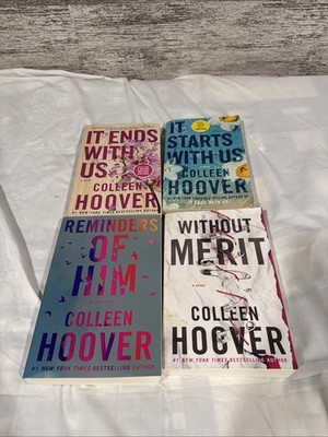 Lot Of 4 Colleen Hoover Novels It Starts W/Us, It Ends W/Us, W/O Merit,Reminders