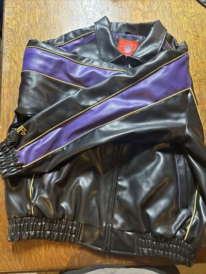 Minnesota Vikings NFL Branded Full Zip Faux Leather Jacket Mens