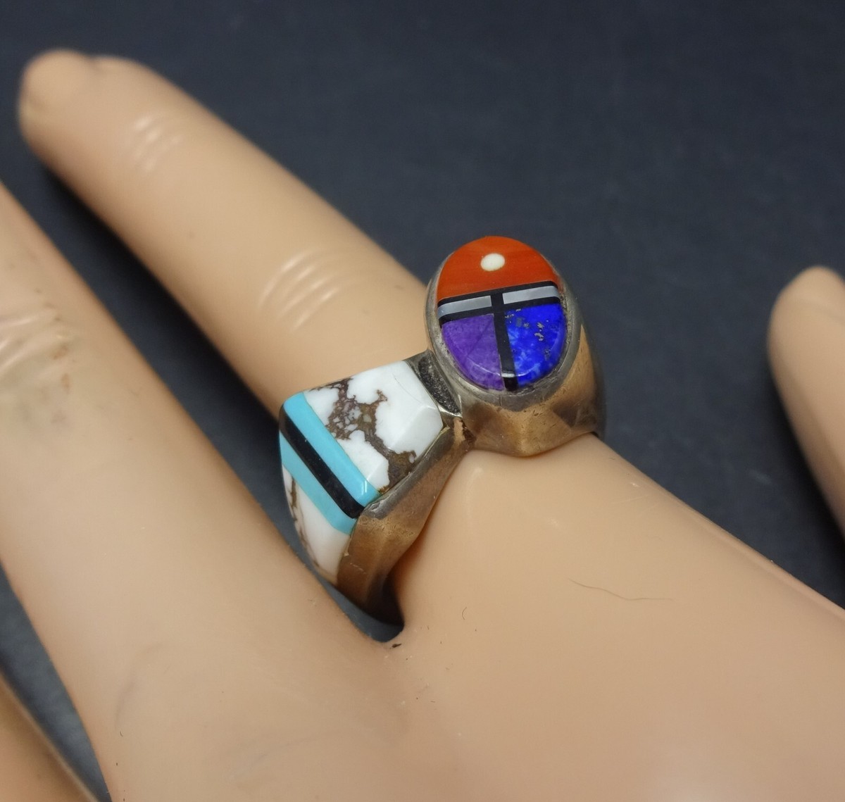 Vintage INDIAN JEWELRY SUPPLY CO Sterling Silver SUN FACE INLAY