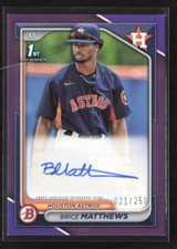 2024 Bowman #PPRA-BM Brice Matthews Purple 1st Auto /250