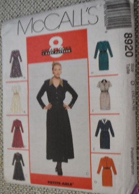 McCall's 8920 Misses Dress in 8 Great Looks Pattern Sz 12-14-16 Uncut ...
