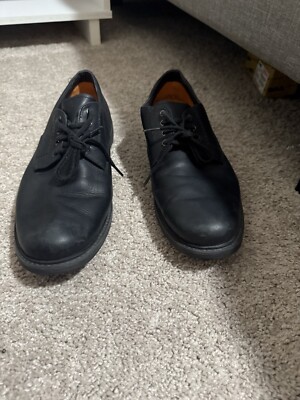 imen Mens Timberland Oxford Shoes Sz 10 Used Lug Bottom Black Leather