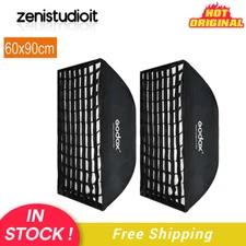 US 2X Godox 60x90cm Bowens Grid Softbox For Studio Strobe Head Monolight Flash