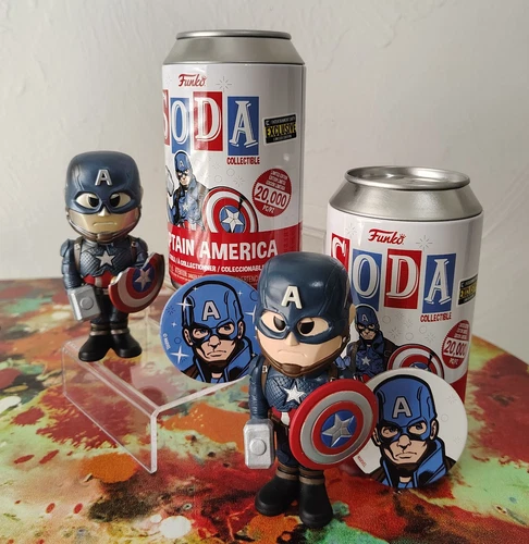 Funko Soda Marvel Metallic Captain America 1/3,300 Chase & Common Figure Set