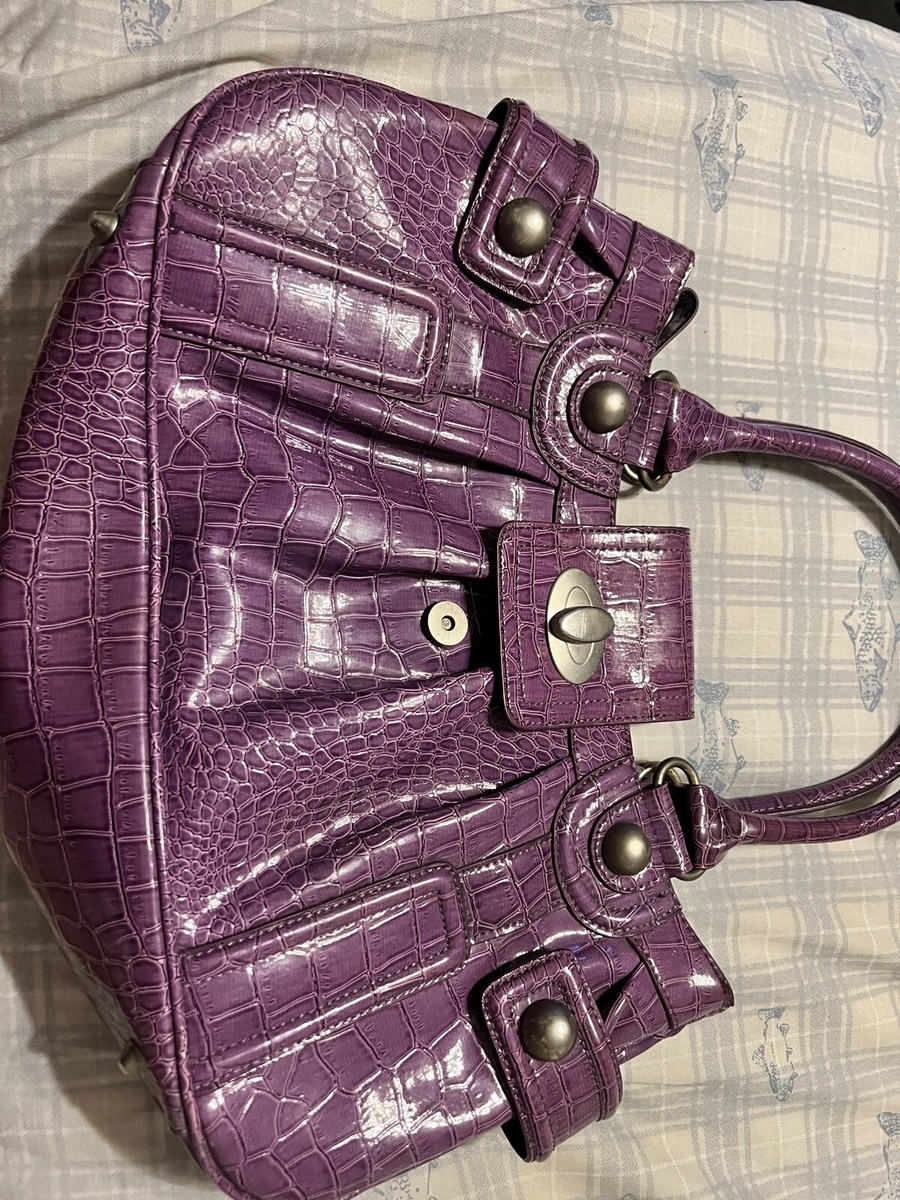 バッグ Cato Purple Faux Leather Alligator Snakeskin Print Purse Excellent