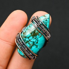 Tibetan Turquoise Ring, Copper Wire Wrap Ring, Turquoise Ring, Wedding Ring