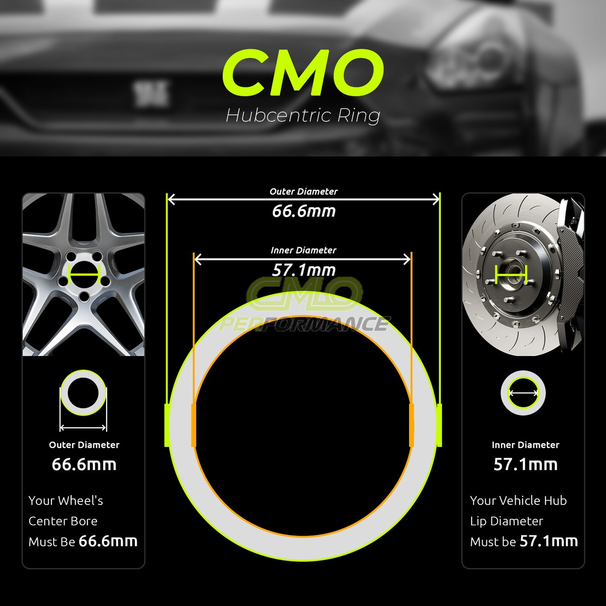 4 Anneaux De Centrage 66,6mm → 57,1mm - Pour Jantes Alliage VW