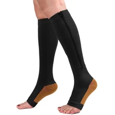 Copper Zipper Compression Socks Support Graduated Stockings Men Women AK