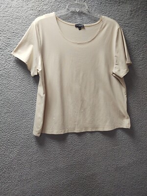 Notations Shirt Womens 3XL Beige Short Sleeve Pullover Blouse Top 0130