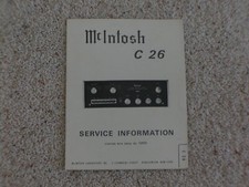 Vintage Original McIntosh C26 Service Manual. Good Condition.