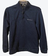 Eddie Bauer Men's Large 1/4 Snap Radiator Fleece Heathered Navy NWT