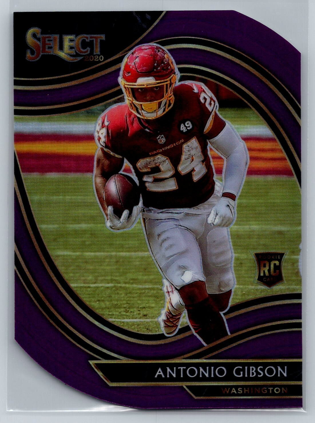 Antonio Gibson 2020 Panini Select Field Level Purple Die-Cut Prizm RC #372