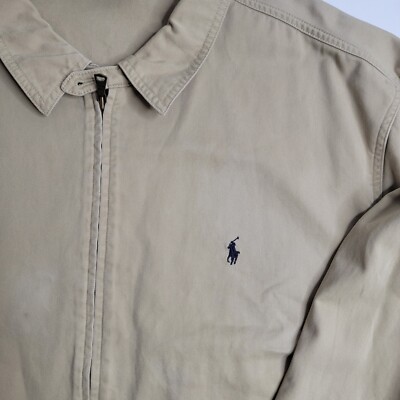 Polo Ralph Lauren Jacket Coat Khaki XXL Full Zip Cotton 2XL Plaid